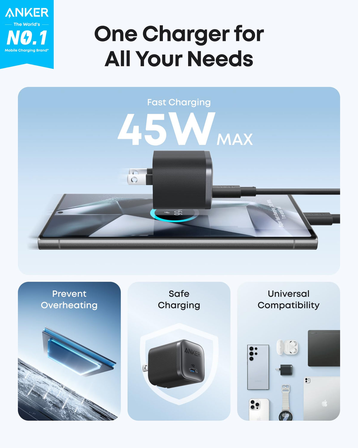 Anker Nano 45W USB-C Charger with 6 ft Cable, photo 2
