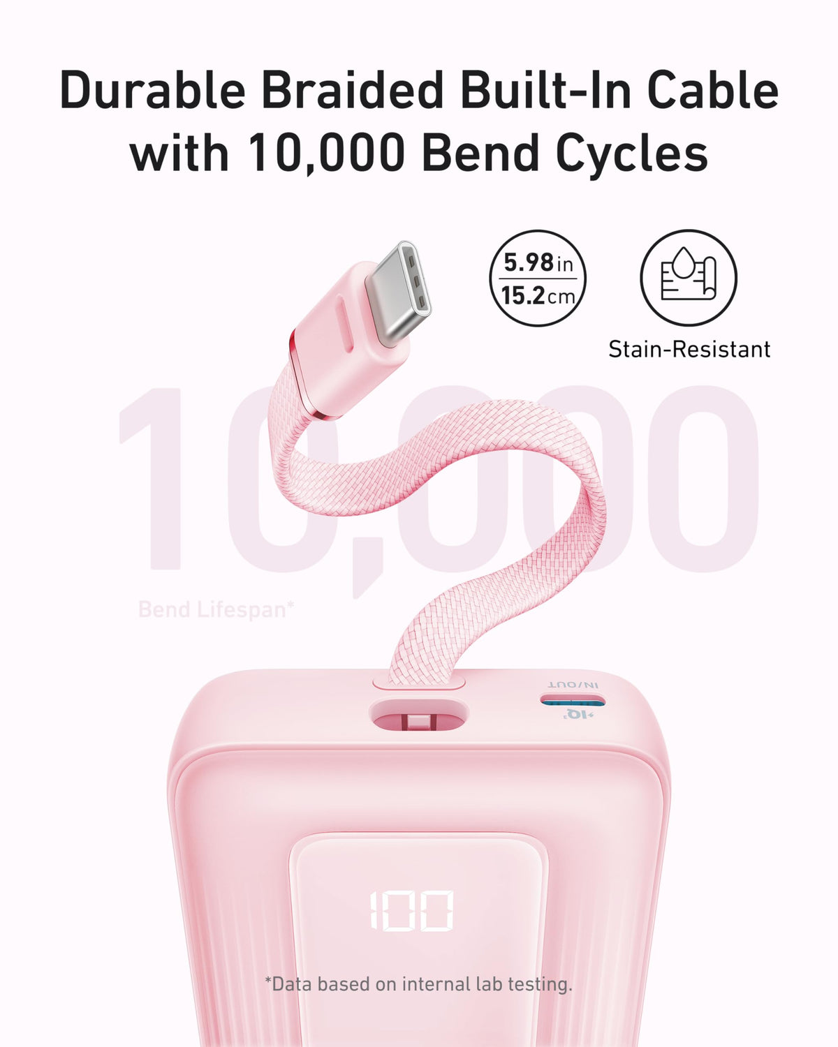 Anker Zolo 10K Power Bank with Built-In USB-C Cable