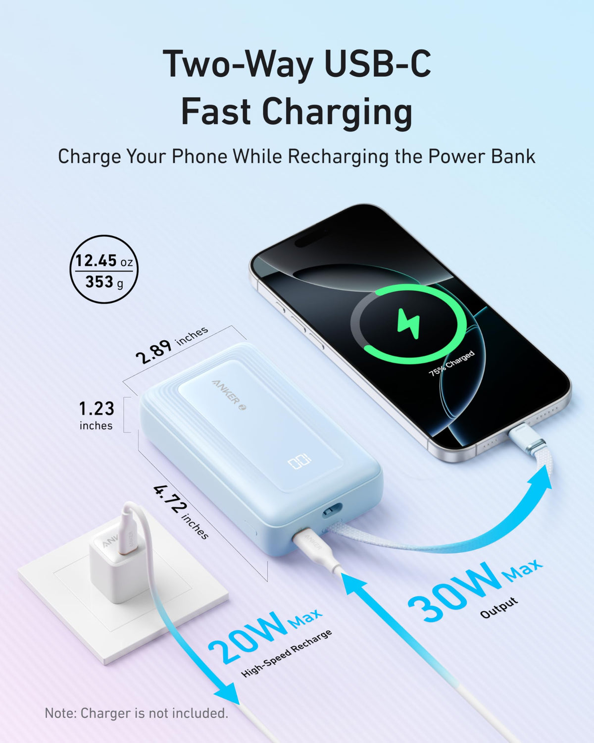 Anker Zolo 10K Power Bank with Built-In USB-C Cable