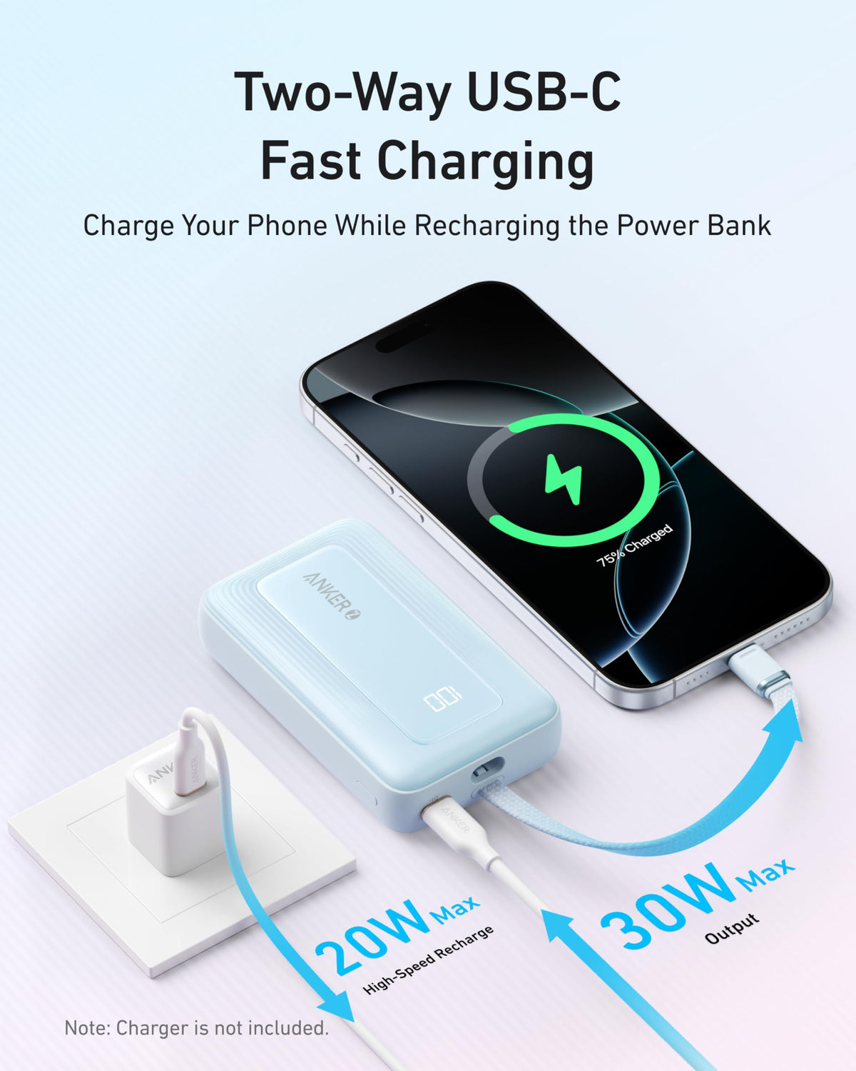 Anker Zolo 10K Power Bank with Built-In USB-C Cable