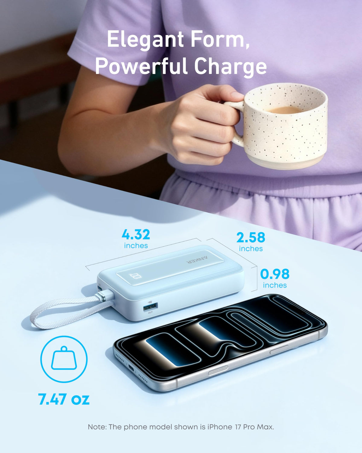 Anker Zolo 10K Power Bank with Built-In USB-C Cable