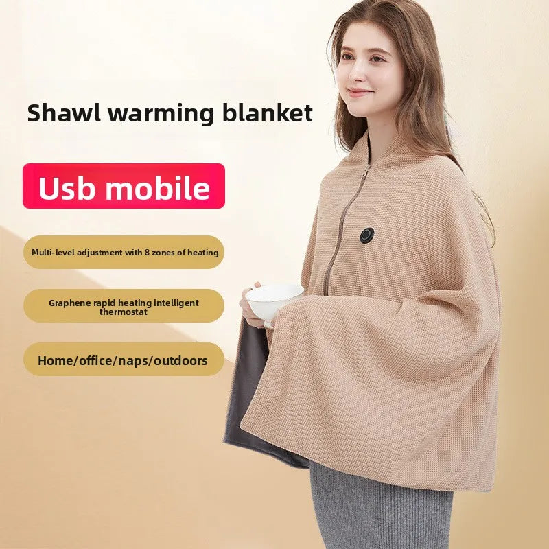CozyVolt™ 🔥🧣 — USB-Heated Wearable Blanket Shawl