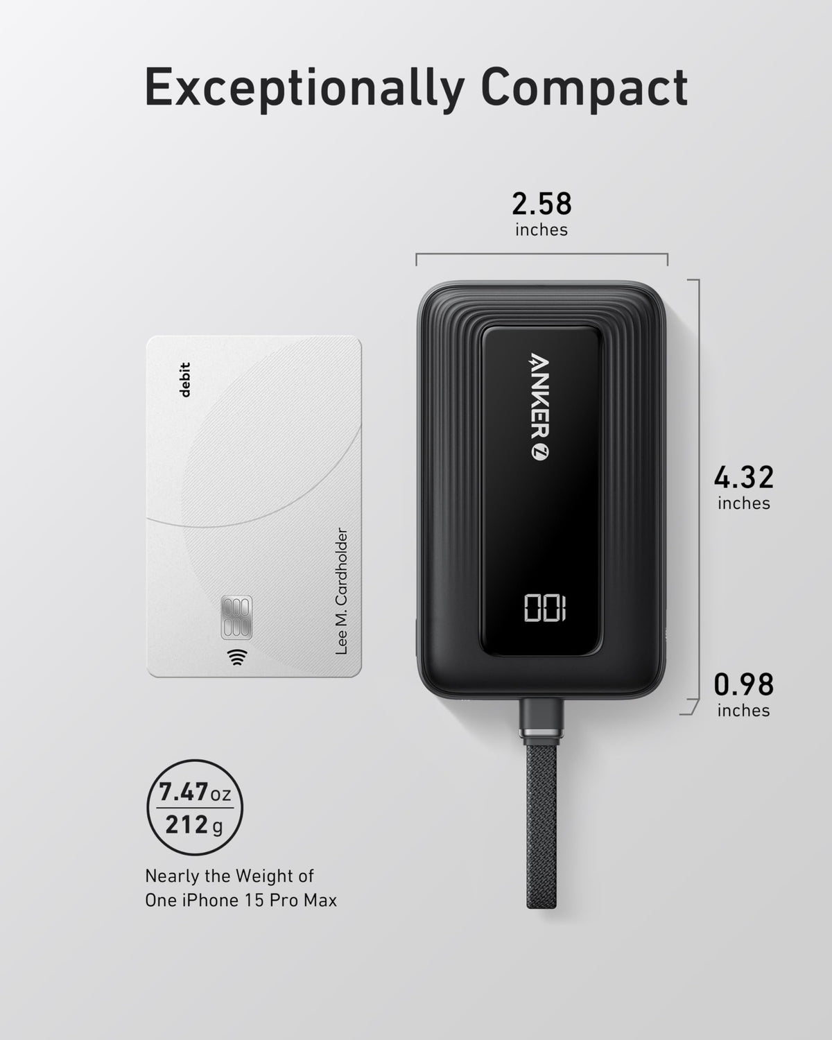 Anker Zolo 10K Power Bank with Built-In USB-C Cable
