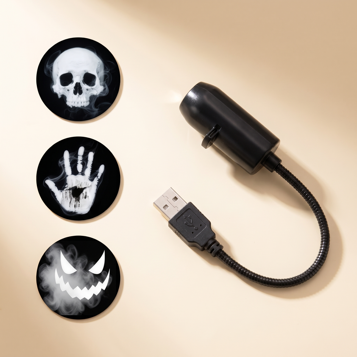 USB Projector Light Halloween Ghost Skull Night Light Switchable Pattern LED Projector Lamp for Room Ceiling Window Wall Decor